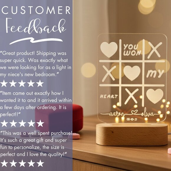 Personalized Couple Night Light – Custom Romantic LED Lamp - Picture 7 of 8